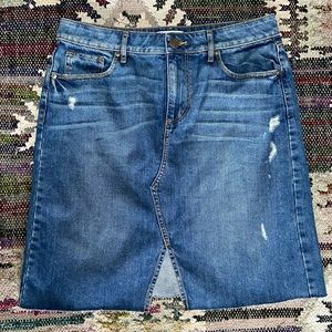 LOFT Women's Distressed Denim A-Line Skirt